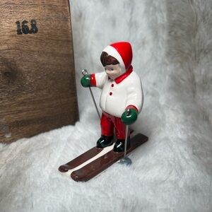 Dept 56 Skiier Winter Holiday Christmas Ceramic Figurine Cross Country Skiing
